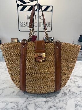 Michael Kors Malibu Large Woven Straw Tote